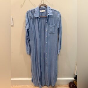 l*space Light Blue Button-Front Long Swim Coverup